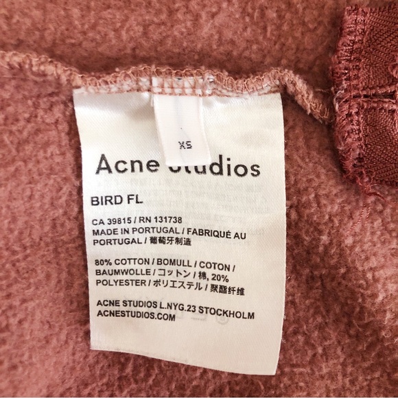 Acne Studios Bird Fl Cropped Sweatshirt Pink XS - Picture 12 of 15